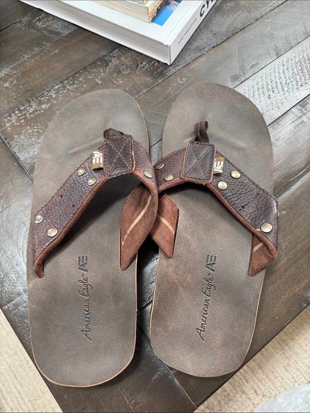 American Eagle Outfitters Brown Leather Men’s Flip-Flops